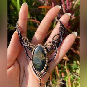 Kambaba Jasper Macrame Necklace